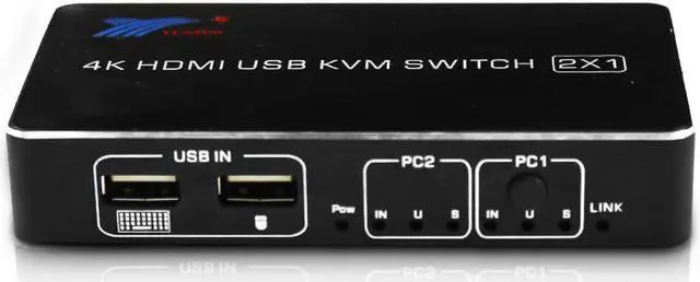 Alt view image 4 of 5 - 4kx2k 60HZ 2.0 KVM Switch 2 Port 2 In 1 Out USB Printer Sharing Free Drive Mouse & Keyboard Display