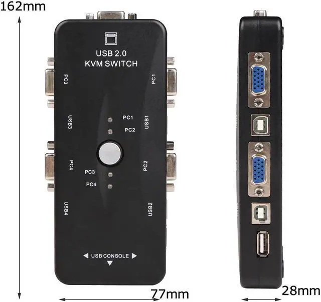 Alt view image 3 of 5 - 4 port kvm switch USB 2.0 VGA Splitter Printer Mouse Keyboard  Pendrive Share Switcher 1920*1440 VGA Switch Box Adapter