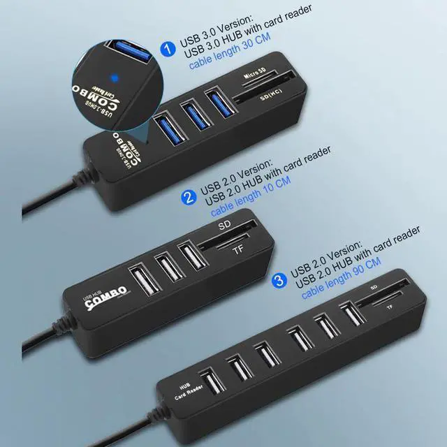 Alt view image 2 of 5 - USB Hub 3.0 Multi USB 3.0 Hub USB Splitter 3 Port Hub With TF  Card Reader 6 Port 2.0 Hab Adapter For PC Accessories