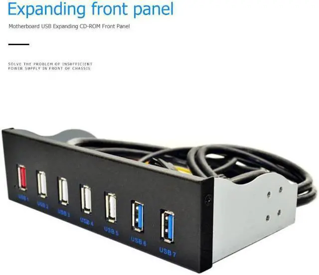 Alt view image 3 of 5 - 3.0 Front Panel 5.25 inch 19 Pin To 2  3.0+4  2.0+BC1.2 Optical Drive Fast Quick Changer Connector for PC Desktop