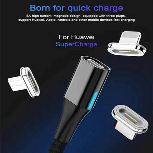 Alt view image 3 of 5 - 1m Micro Usb Type C Magnet Cable 5A Magnetic Charging Cable for  Xperia Z3  Redmi Note 9 Pro  Super Charge Cable
