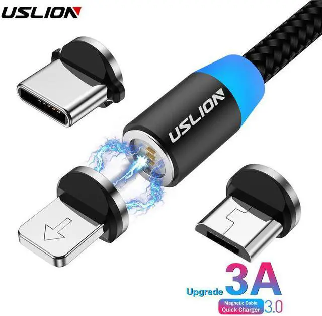 Main image of 3A Fast Charging Magnetic USB Cable Type C Micro Cable LED Nylon Braided Type-C Magnet Charger For Iphone XS 7  1M