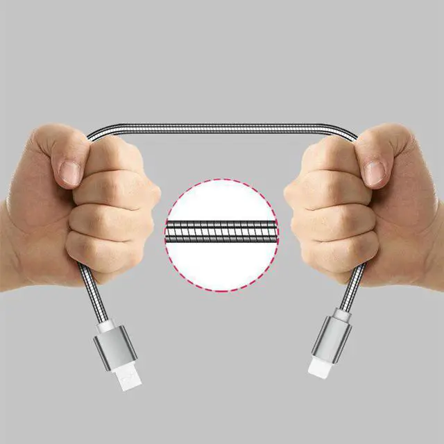 Alt view image 4 of 5 - Duty Metal Braided USB Charger Cable for IPhone X Xr 7 6 Type C for Note 9 S10 S9 S8 Cable for Micro 2A FAST