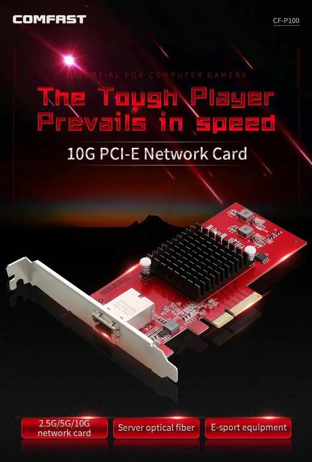 Alt view image 3 of 5 - CF-P100 AQC107 10G Ethernet PCI Express 3.0 Wireless Adapter 2.5G/5G/10G PCIE-X4 Network card 10Gbps Fast Transmission Dongle