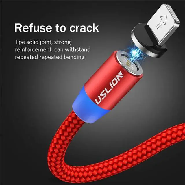 Alt view image 3 of 5 - 3A Fast Charging Magnetic USB Cable Type C Micro Cable LED Nylon Braided Type-C Magnet Charger For Iphone XS 7  1M
