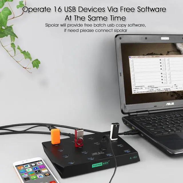 Alt view image 5 of 5 - best desktop 16 ports USB 3.0 duplicator hub USB flash driver copier with free copy software