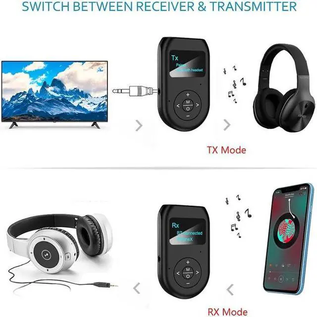 Alt view image 3 of 5 - Display Bluetooth 5.0 Audio Transmitter Receiver 3.5mm AUX Stereo With Mic Handfrees Calling Wireless Adapter Dongle TV CAR