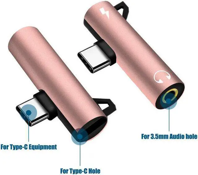 Alt view image 3 of 5 - 2 in 1 USB Type C To 3.5mm Headphone Earphone Jack Adapter Type-C Aux Audio Cable Charging USB-C Converter For   LG