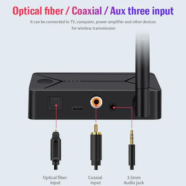 Alt view image 5 of 5 - Bluetooth 5.0 Audio Transmitter 3.5mm AUX RCA Coaxial SPDIF Optical Fiber Jack Stereo Wireless Adapter Dongle For TV PC