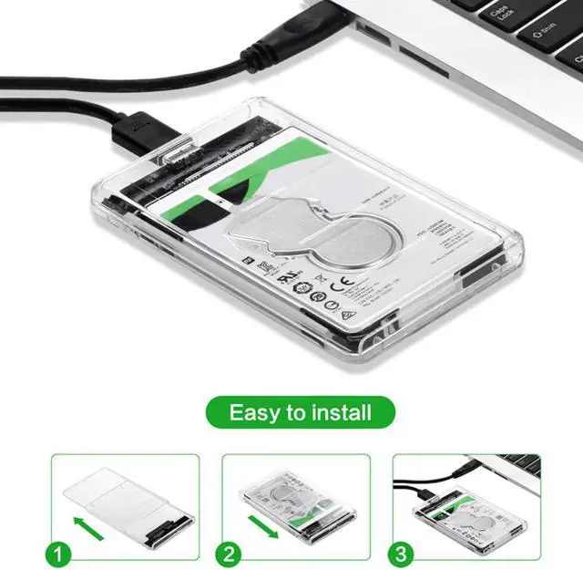 Main image of Transparent Plastic 2.5 inch HDD SSD Case Enclosure SATA III to USB 3.0 Hard Drive Disk Box Enclosure