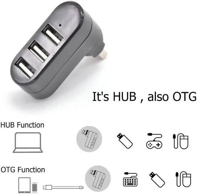 Alt view image 5 of 5 - 3 Port Multi 2.0 USB Hub Mini USB Hub High Speed Rotate Splitter For Laptop PC LX9B