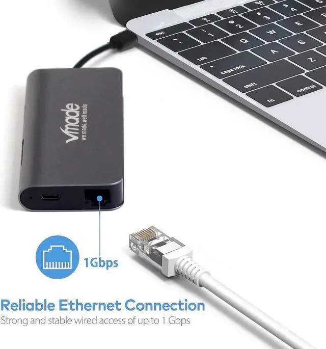 Alt view image 5 of 5 - Mini Adapter Type-C USB-C 3.0 to HDMI 1080p Thunderbolt 3 Dock USB C HUB 8-in-1 for MacBook  Mate 30 Pro Type-C Converter