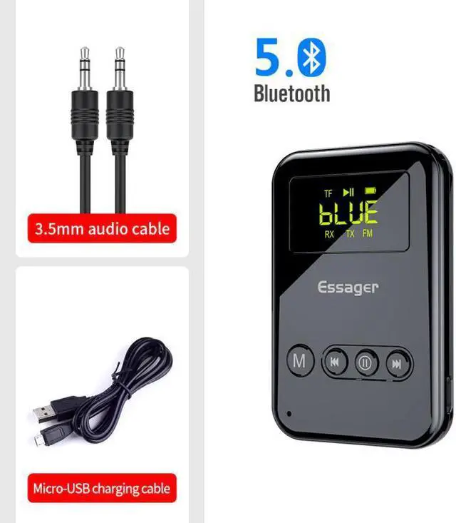 Main image of 5.0 Transmitter Receptor 3.5mm Aux Audio  Built-in HD Decoder Chip Wireless Adapter For Car TV PC Speaker