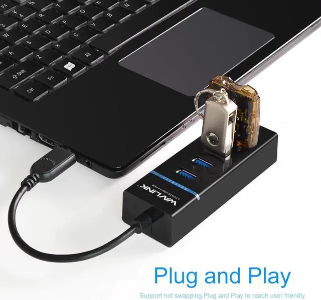 Alt view image 2 of 5 - USB Hub 3.0 Multi USB 3.0 Hub USB Splitter High Speed 4 Ports 5Gbps USB HUB SD Card Reader All In One for PC Mac Pro Computer