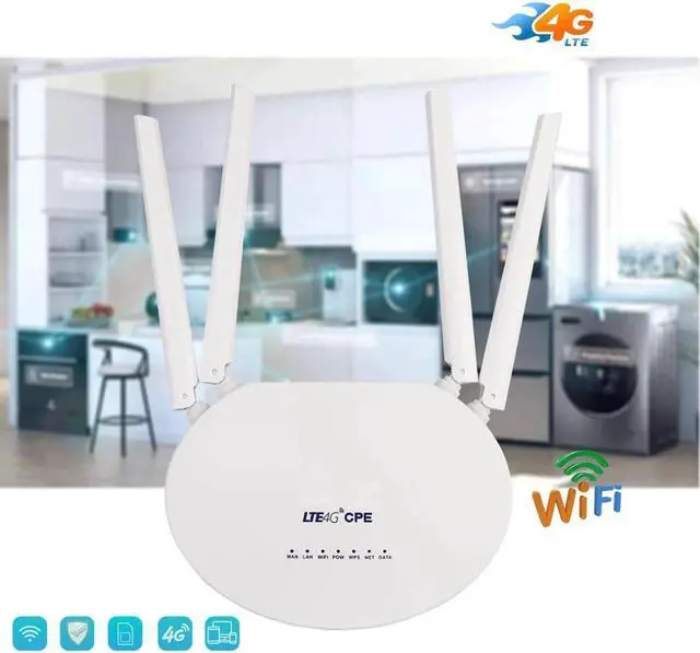 Alt view image 3 of 5 - 4G LTE Wifi Router 300Mbps 4G Plus Wifi CPE Unlock Mobile Hotspots FDD/TDD Global Broadband Sim with 4 External Antenna