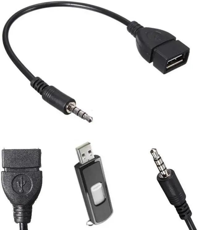 Main image of 3.5mm Male Audio AUX Jack to USB 2.0 Type A Female OTG Converter Adapter Cable