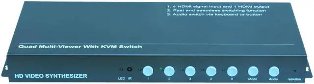 Main image of quad multi-viewer,video fast seamless switcher,audio switcher,KVM switch,USB KVM switch via mouse and keyboard