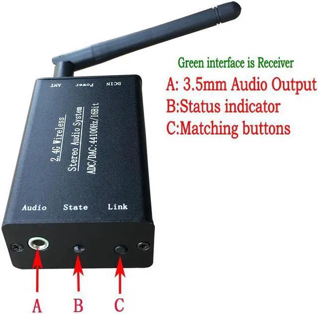Alt view image 4 of 5 - 5V 2.4G ISM HIFI Wireless Stereo Audio Transmitter Receiver 16Bit 44KSPS 5Mbps Transmission emitter Launcher Adapter