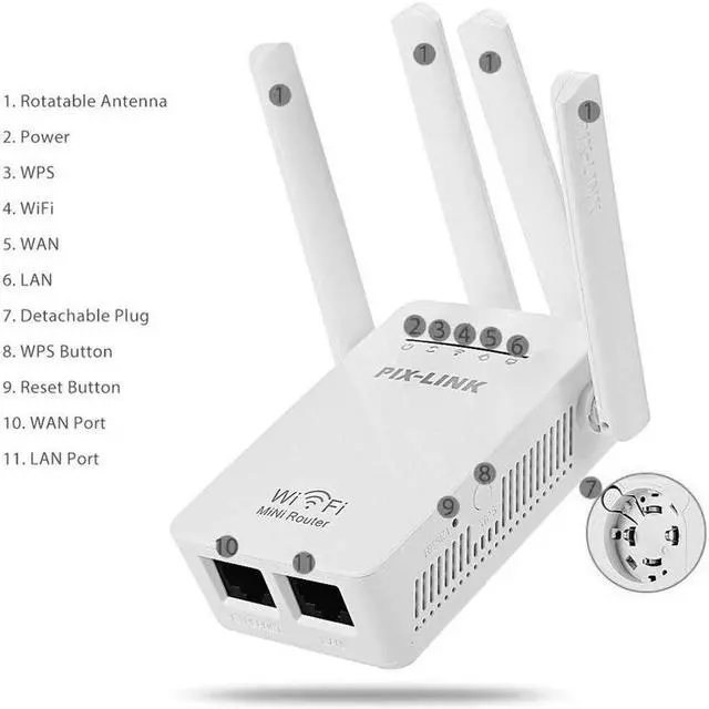 Alt view image 3 of 5 - Amplifier Router 4 Antennas 300Mbps 2.4G Repeater Network Expander Range Extender Wireless Router  Signal Booster