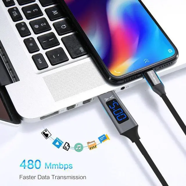 Alt view image 3 of 5 - LED Digital Display Micro USB Type C Cable 3A Fast Quick Charge QC3.0 Kabel for  S10 Note 10  Mi 9 USB Charge Cable