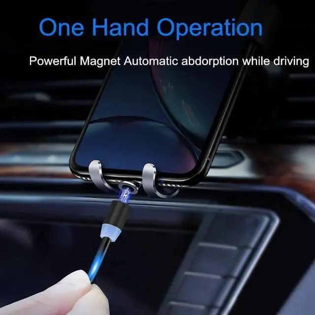 Alt view image 5 of 5 - Magnetic LED Light Cable Fast Charging Magnet Micro USB Type C Cable Wire Cord Type-C Charger For iphone