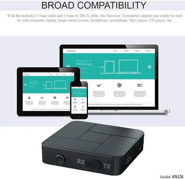 Alt view image 3 of 5 - 5.0 Receiver Transmitter 3.5mm 3.5 AUX Jack RCA USB Dongle Wireless Audio Adapter Handsfree Call For Car TV PC Speaker