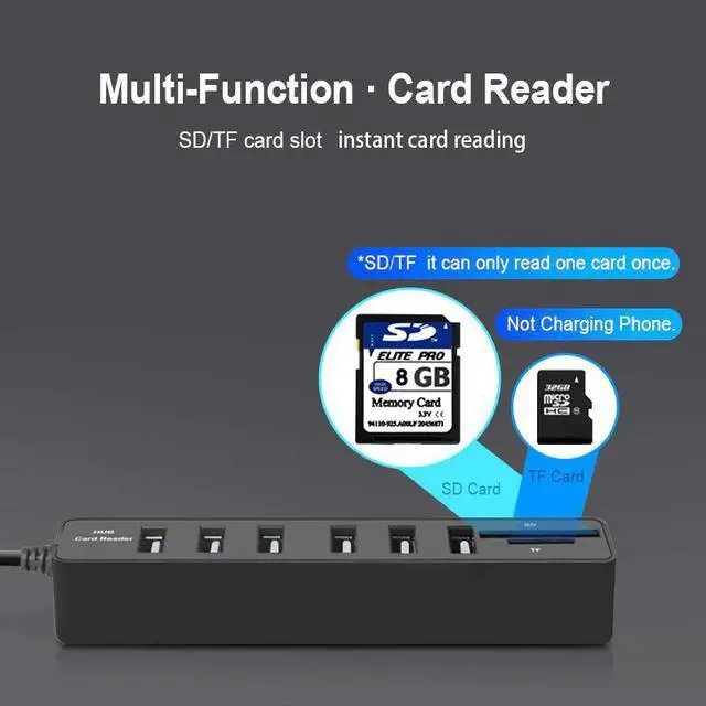 Alt view image 5 of 5 - USB Hub 3.0 Multi USB 3.0 Hub USB Splitter 3 Port Hub Hab Adapter for PC Accessories with TF SD Card Reader 6 Port 2.0 EU