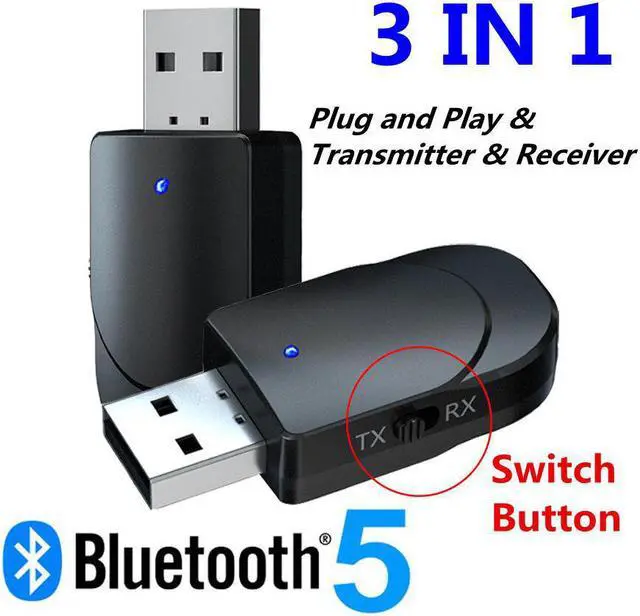 Main image of and Play for PC, 3 IN 1 Bluetooth 5.0 Audio Receiver Transmitter Stereo USB 3.5MM Jack AUX Wireless Adapter For TV Car MP3