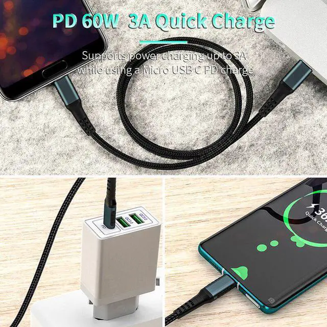 Alt view image 5 of 5 - C USB-C To Micro USB Charging Cable PD 60W Fast Charge  Transfer For Macbook   USBC Male to Micro A/B Male