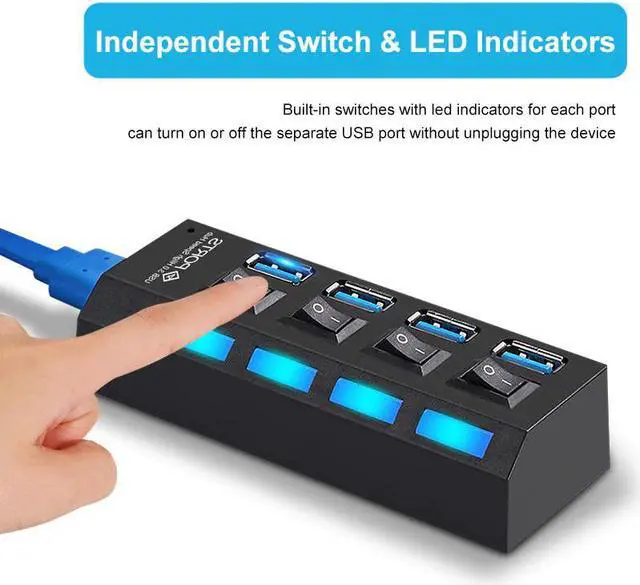 Alt view image 5 of 5 - 3.0 HUB 2.0 HUB Multi USB Splitter 4/7 Port Expander Multiple USB 3 Hab Use Power Adapter USB3.0 Hub with Switch For PC