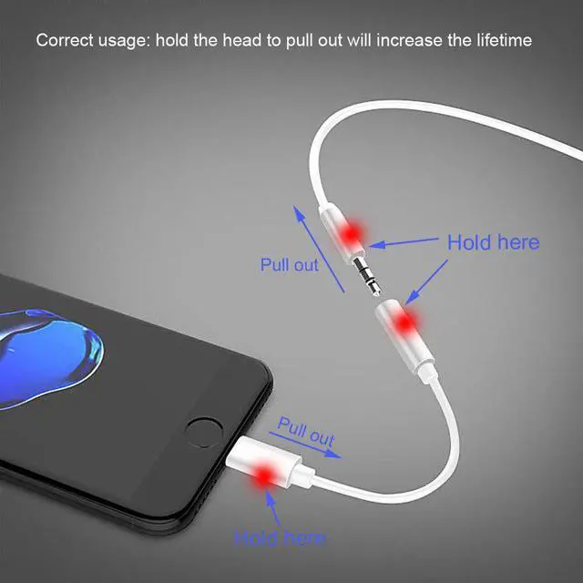 Alt view image 5 of 5 - For Lighting to 3.5mm Headphone Adapter Audio Aux Cable For iPhone XS IOS 13 For Lighting Splitter Aux For iPhone 7 8  1