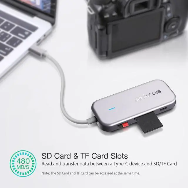 Alt view image 3 of 5 - BW-TH5 7 in 1 USB Type-C Hub with 3-Port USB 3.0 TF Card Reader USB C PD Charging 4K Display for MacBook for iPad
