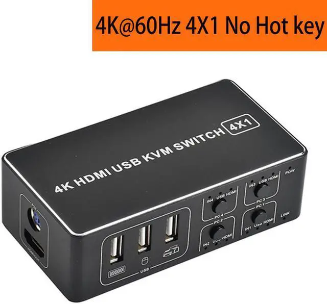 Alt view image 5 of 5 - 4 port HDMI KVM Switch 2 port USB HDMI KVM Switch Switcher for 2 PC laptop sharing 1 HDMI monitor&UBS mouse keyboard