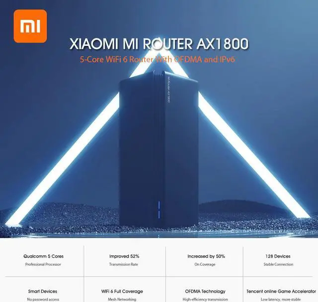 Alt view image 5 of 5 - NEW Mi  Router AX1800 Wifi 6 5-Core 256M Memory Mesh Home IoT 4 Signal Amplifier 2.4G 5GHz Both 2 PA LNA Dual-Band OFDMA