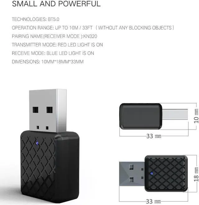 Alt view image 4 of 5 - Bluetooth 5.0 Audio Receiver Transmitter 3.5mm AUX Jack Stereo Bluetooth Transmitter For TV PC Car USB Wireless Adapter