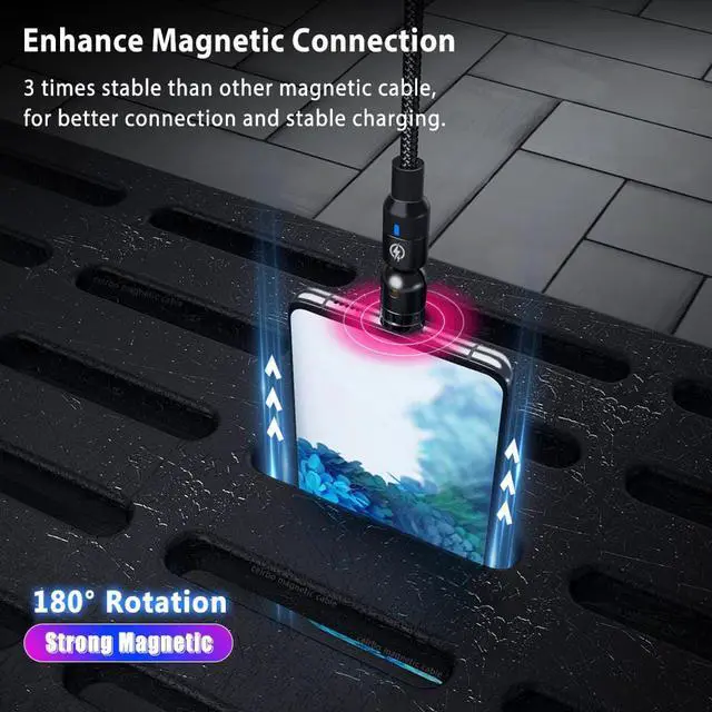 Alt view image 5 of 5 - 3A Fast Usb Type C Magnetic Charging Cable Usbc 2M Micro Usb  Cable Magnetico 360° 90° QC 3.0 for  S20 Note 20 Plus