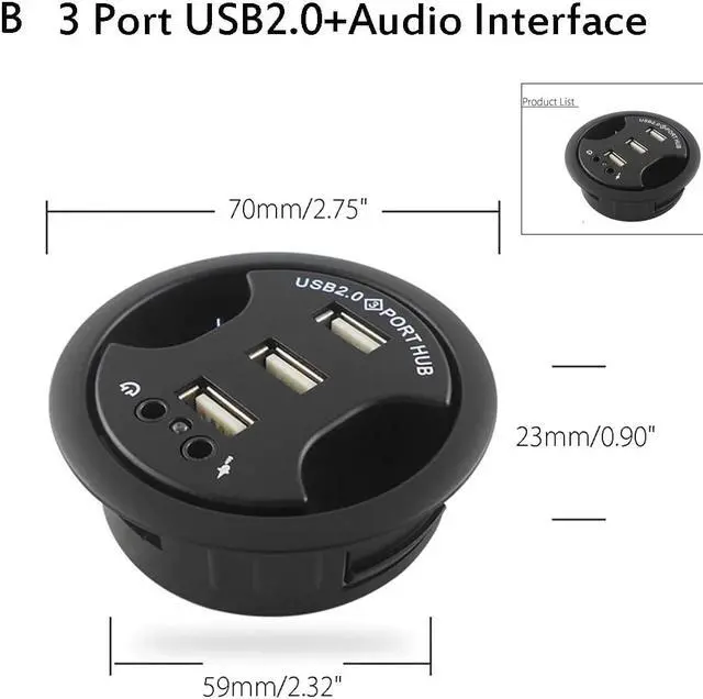 Alt view image 4 of 5 - 5 Types Device Charging Mount In Desk Hubs USB 3.0/2.0 HUB Adapter for Macbook External Stereo Sound Combo Charging Reader Card
