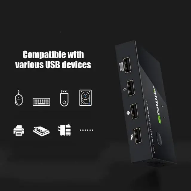Alt view image 4 of 5 - KVM Switch Box Sharing Switcher Selector 2 In 4 Out Adapter for Keyboard Mouse Printer Monitor /DVR/Android Phones