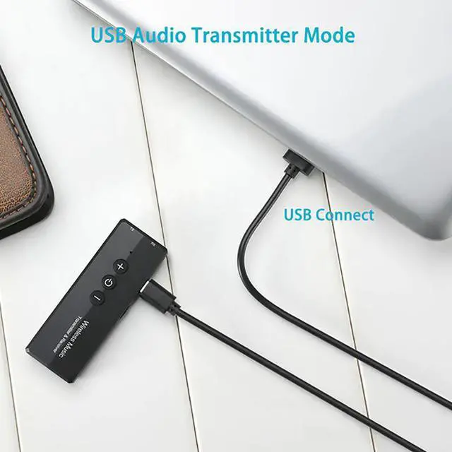 Alt view image 2 of 5 - Low Latency Wireless Adapter Bluetooth 5.0 Receiver TV Audio Transmitter For Speaker Headphones Stereo Music 3.5mm Jack
