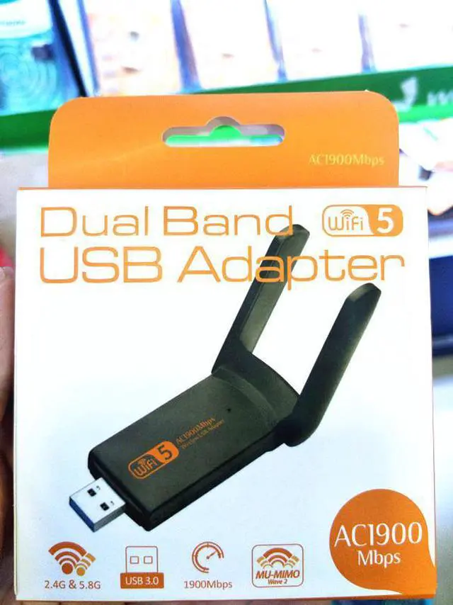 Alt view image 2 of 5 - Wifi Adapter 1200Mbps 1900Mbps Dual Band 2.4Ghz + 5.8Ghz Wi-fi Dongle 802.11AC Network Card USB 2 Antennas Hi-Speed