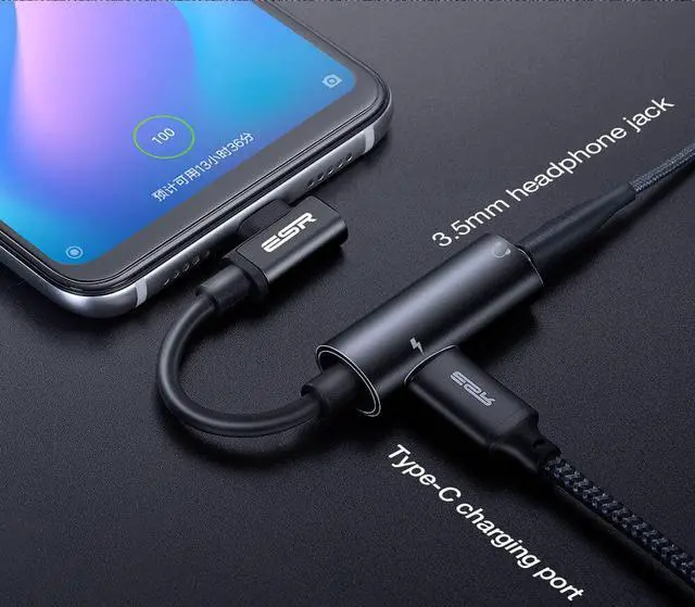 Alt view image 2 of 5 - USB Type C to 3.5mm Jack Headphones Adapter Cable AUX Audio For    S8 S9 Note10 Type-C Fast Charger Cable