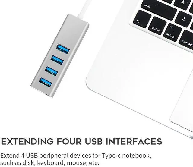 Alt view image 3 of 5 - Type-C HUB USB 3.0*3 HUB with RJ45 Gigat Ethernet LAN Port Converter for MacBook Air/MacBook Pro USB HUB Adapter vs USB 3.0*4