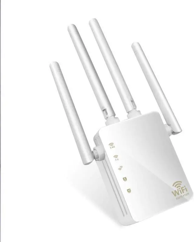 Alt view image 2 of 5 - Quick connect AC 1200Mbps Wireless 2.4G / 5G Wifi Repeater 4 High Antennas Bridge Signal Amplifier Wired Router