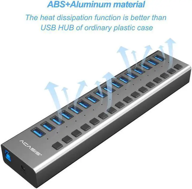 Alt view image 3 of 5 - HUB 3.0 external power adapter 16 Ports  Hub Splitter Switch 12V 7.5A Power Adapter for Mac Tablet Laptop PC US EU UK