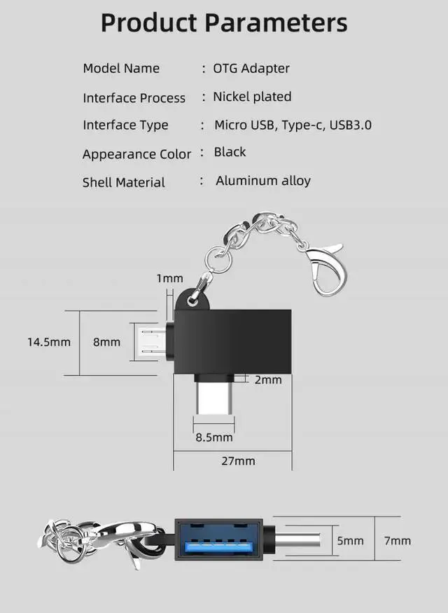 Alt view image 4 of 5 - 1PC 2 In1 Type-C Micro Converter 3.0 USB OTG Adapter Work For Tablet Hard Disk Drive Flash Disk For