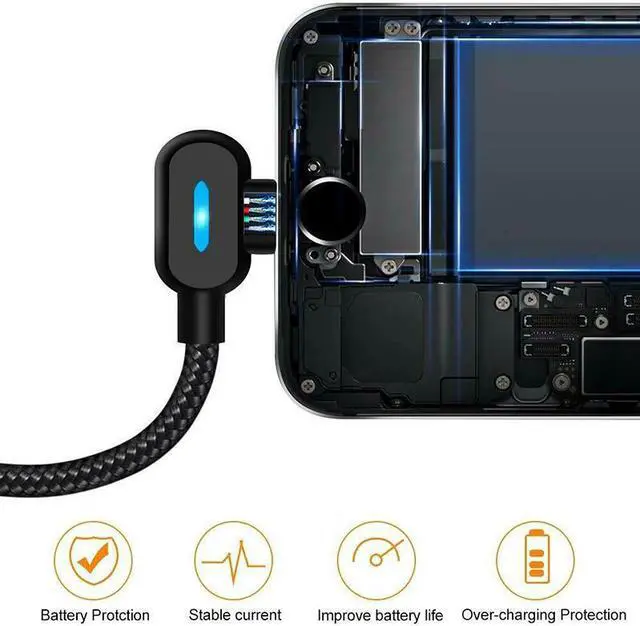 Alt view image 5 of 5 - 1M 2M 90 Degree 2.4A Fast Charging Cable Charge Micro USB Type C USB C For Tablet  Sync Transfer L Shape 0.25M 1M 2M
