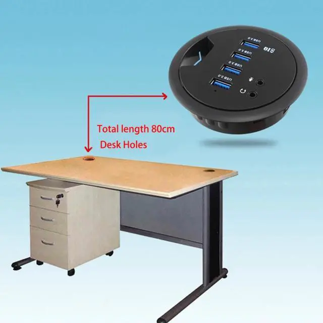 Alt view image 3 of 5 - Mounting In-Desk 4 Ports USB 3.0 Hub High Speed External Expansion Adapter For Laptop PC Computer Tablet Charging Device
