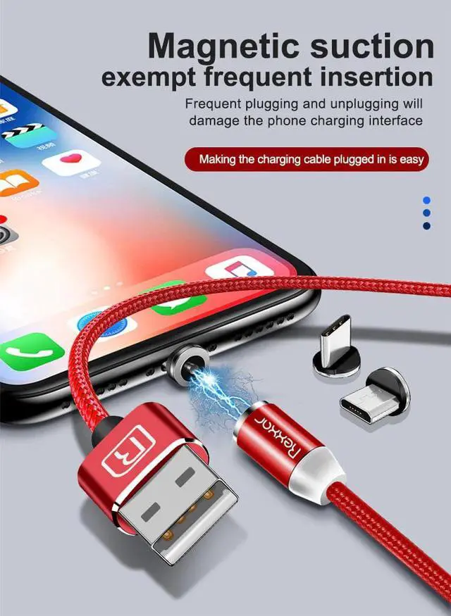 Alt view image 5 of 5 - Magnetic Cable For iPhone  Fast Charging Micro USB Cable Cord Magnet Charger USB Type C 1m 2 m Mole Phone Cables