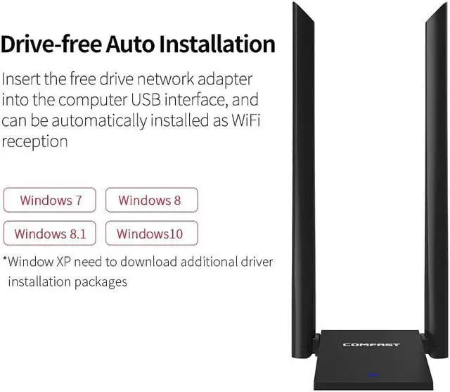Alt view image 4 of 5 - MT7612U High Power USB3.0 Wireless Network Adapter 1300Mbps Desktop PC Wifi Adapters Receiver Long Range Dual 6dBI Wifi Antenna