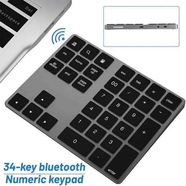 Main image of Alloy Bluetooth Wireless Numeric Keypad with USB HUB Digital Input Function for Windows,OS,Android laptop PC